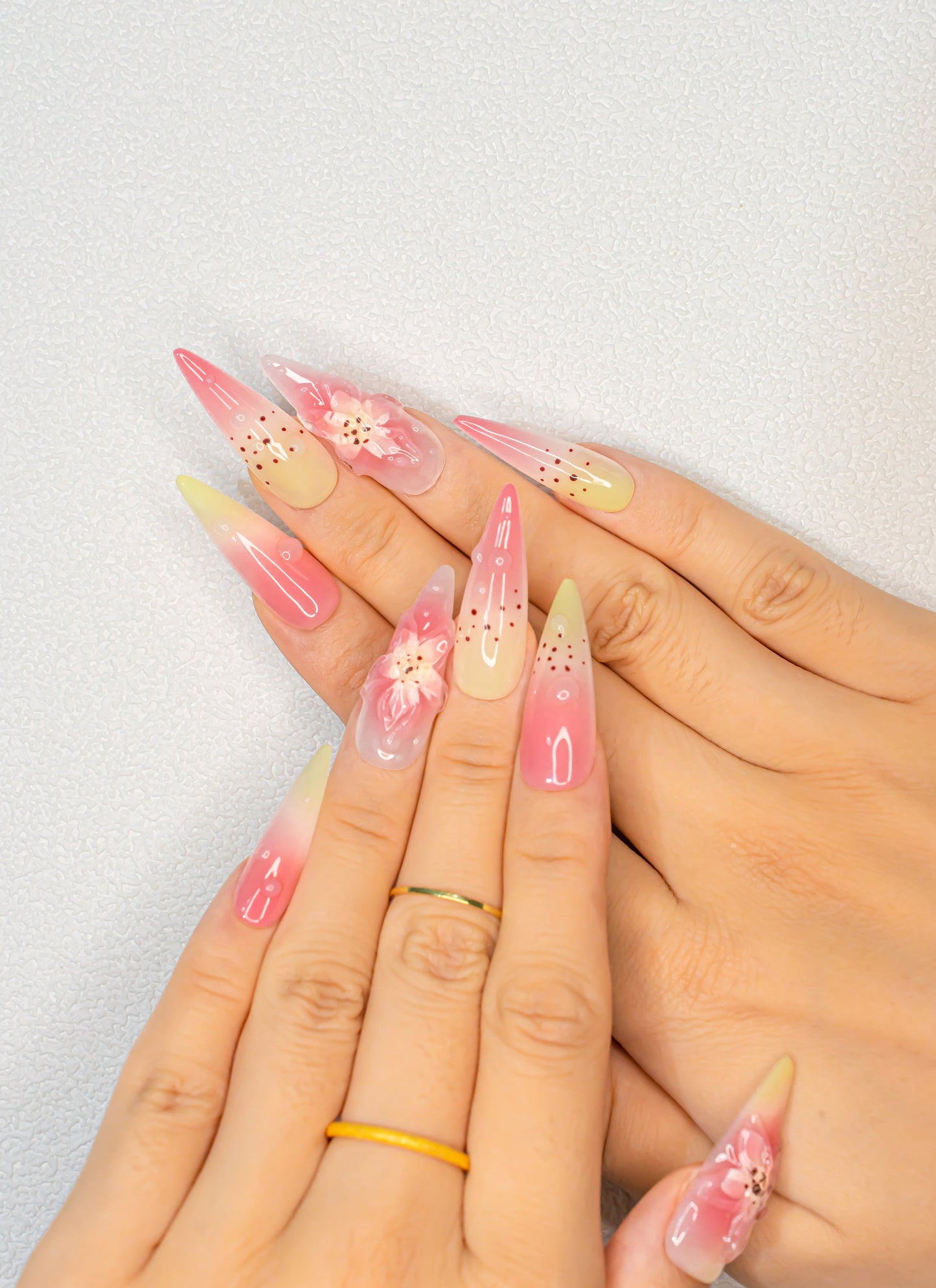 3D Orchid Press on Nails|Cute Nails|Beach Nails|Nail Designs|False Nails|Elegant Nails|Summer Nail|Colorful Nail|Ombre Nail|Trendy Nails