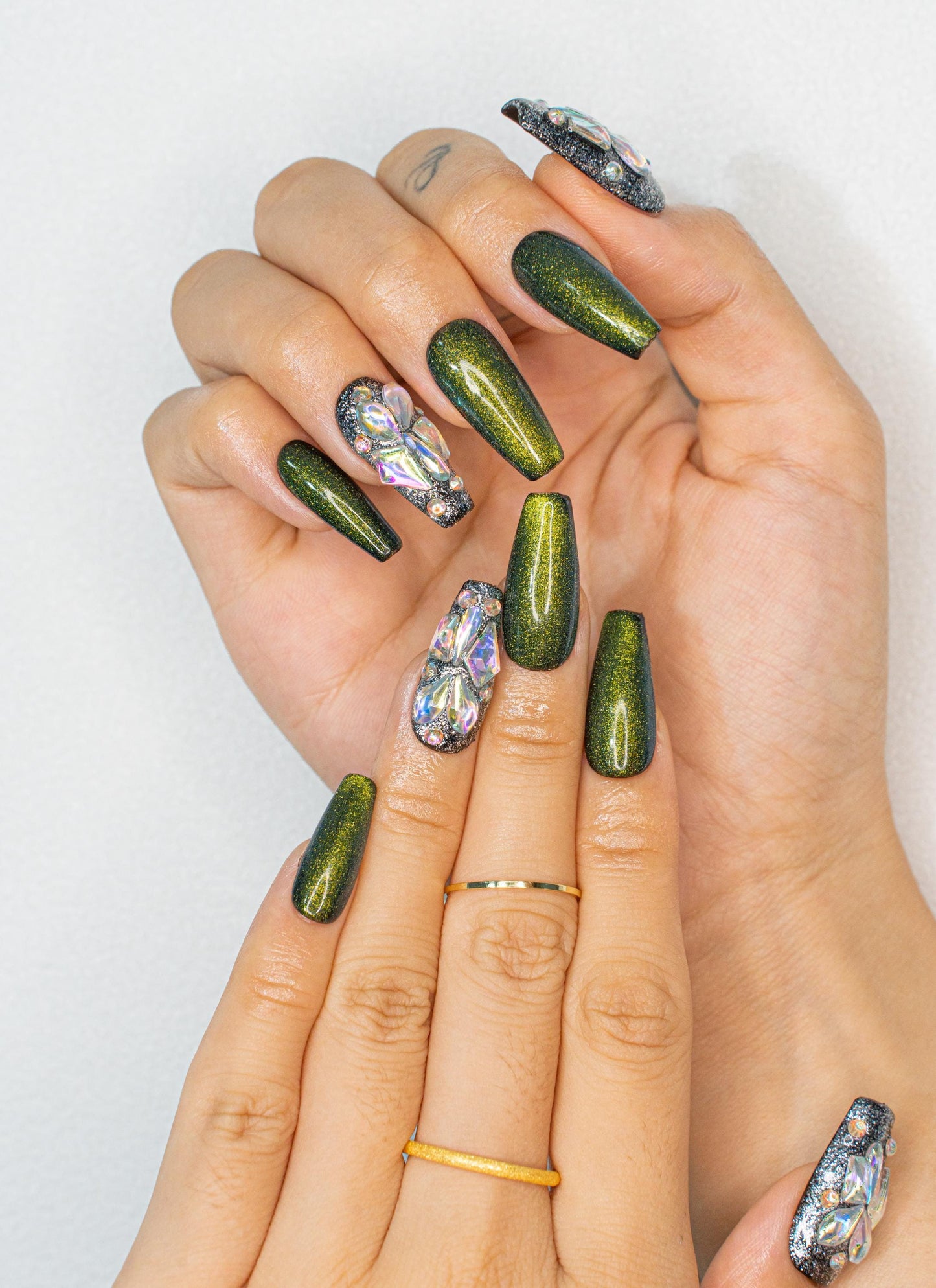 Green Jade Nails|3D Nails|Crystal Nails|Glitter Nails|Long Coffin Nails|Nails|Press On Nails|Gel Nails|Fake Nails|False Nails|Back to School