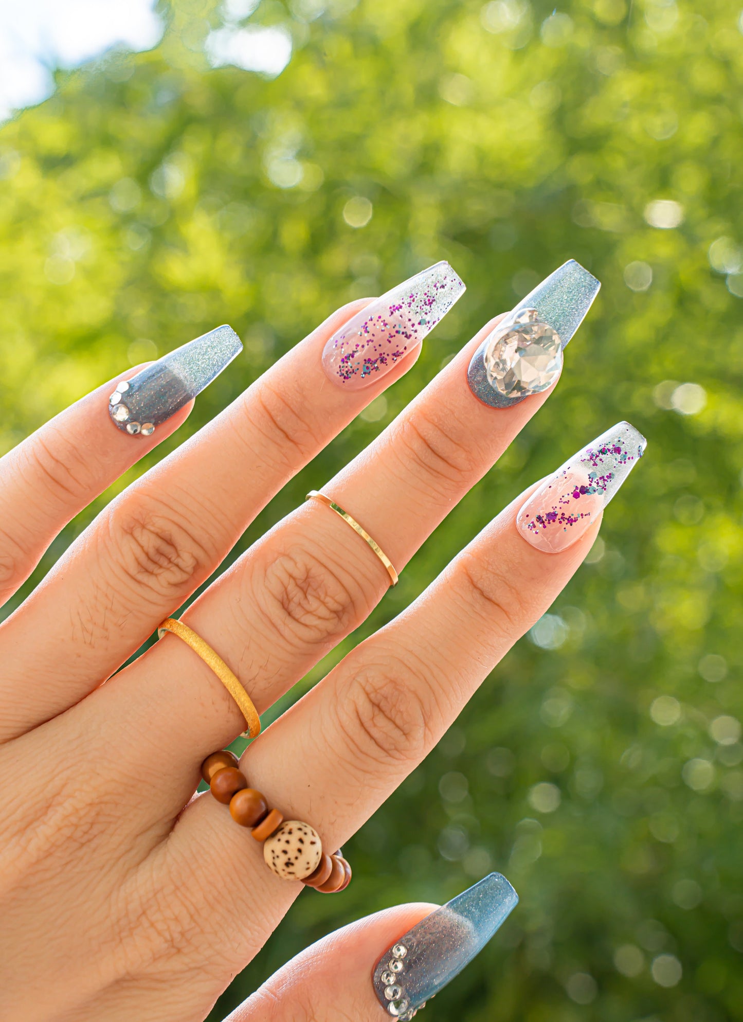 Cute Nails|Summer Nail|Sparkling Nails|Crystal Nails|Glitter Nails|Long Coffin Nails|Nail Designs|False Nails|Elegant Nails|Trendy Nails