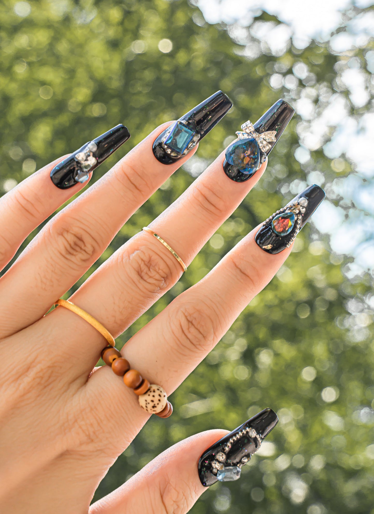 Fall Nails|Luxury Nails|Black Nails|Crystal Nails|Long Coffin Nails|Cute Nails|Nail Designs|Elegant Nails|Trendy Nails|Classy Nails