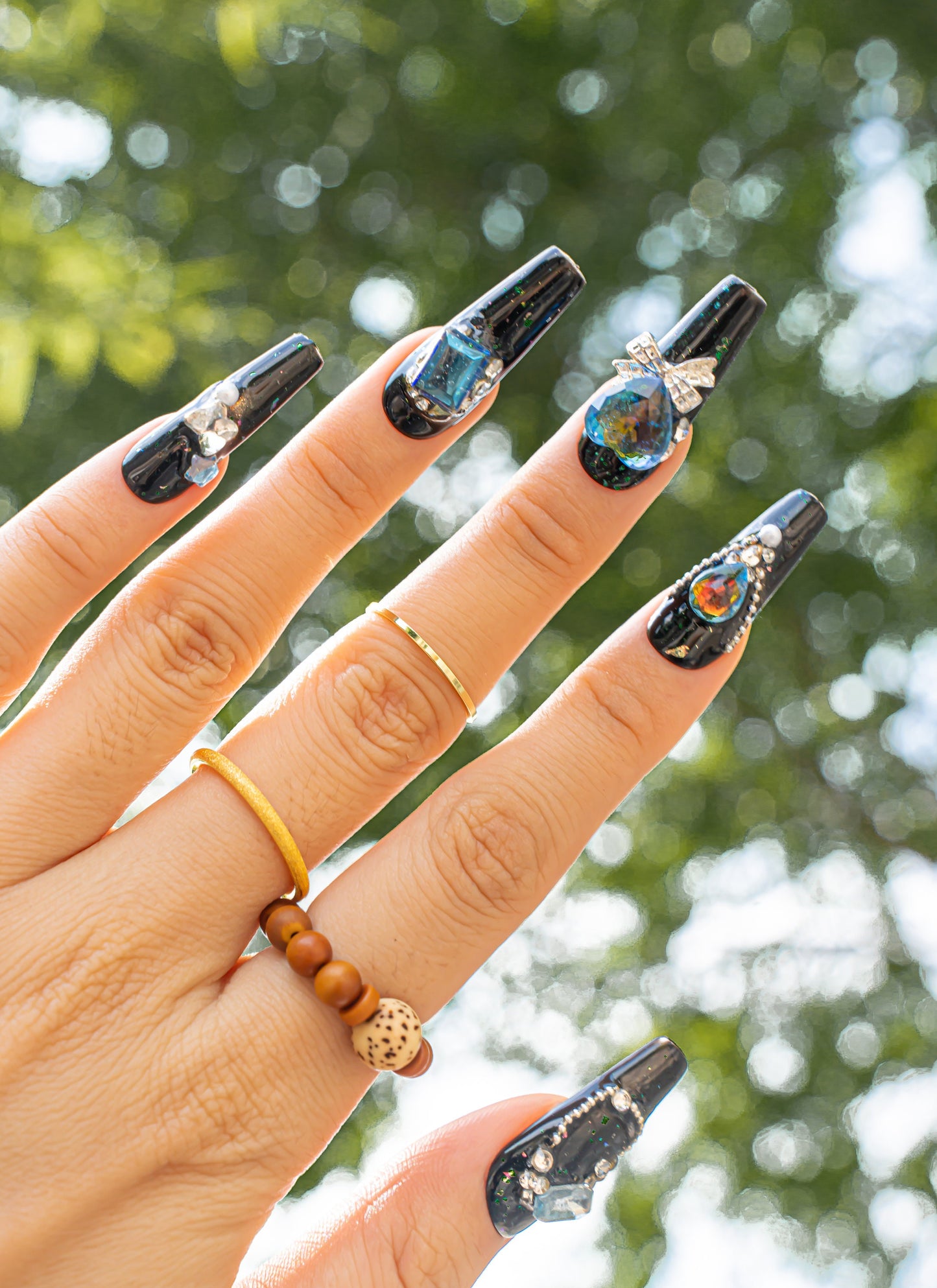 Fall Nails|Luxury Nails|Black Nails|Crystal Nails|Long Coffin Nails|Cute Nails|Nail Designs|Elegant Nails|Trendy Nails|Classy Nails