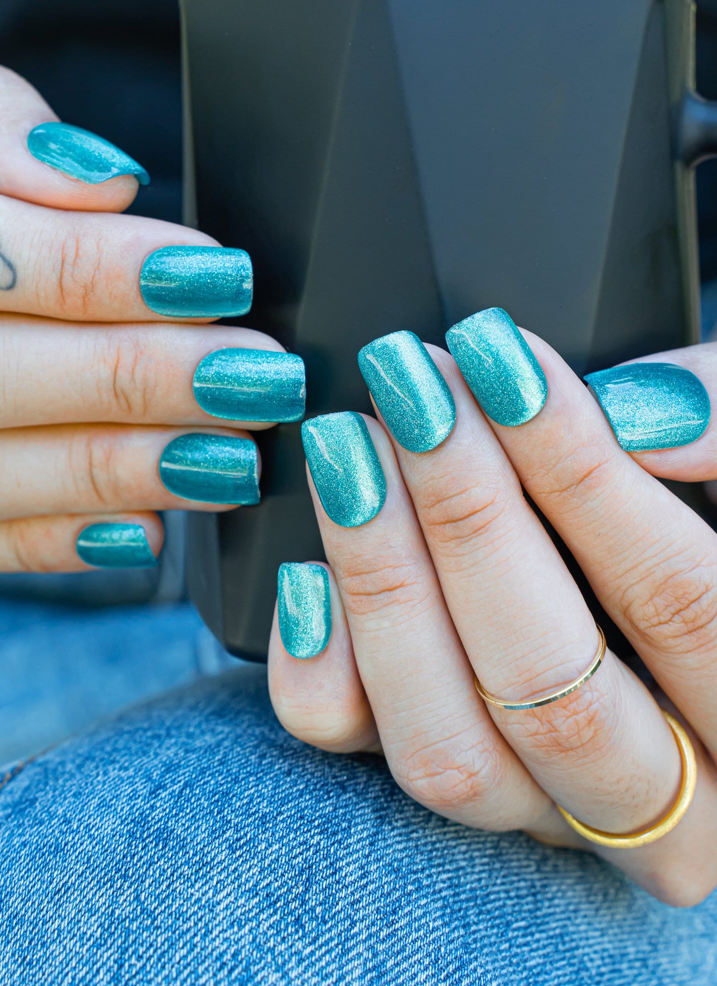 Natural Nails|Classy Nails|Summer Nails|Mystic Teal Shimmer Cat Eye Nails|Ocean Nails|Sea Nails|Mermaid Nails|Glass Nails|Short Square Nails