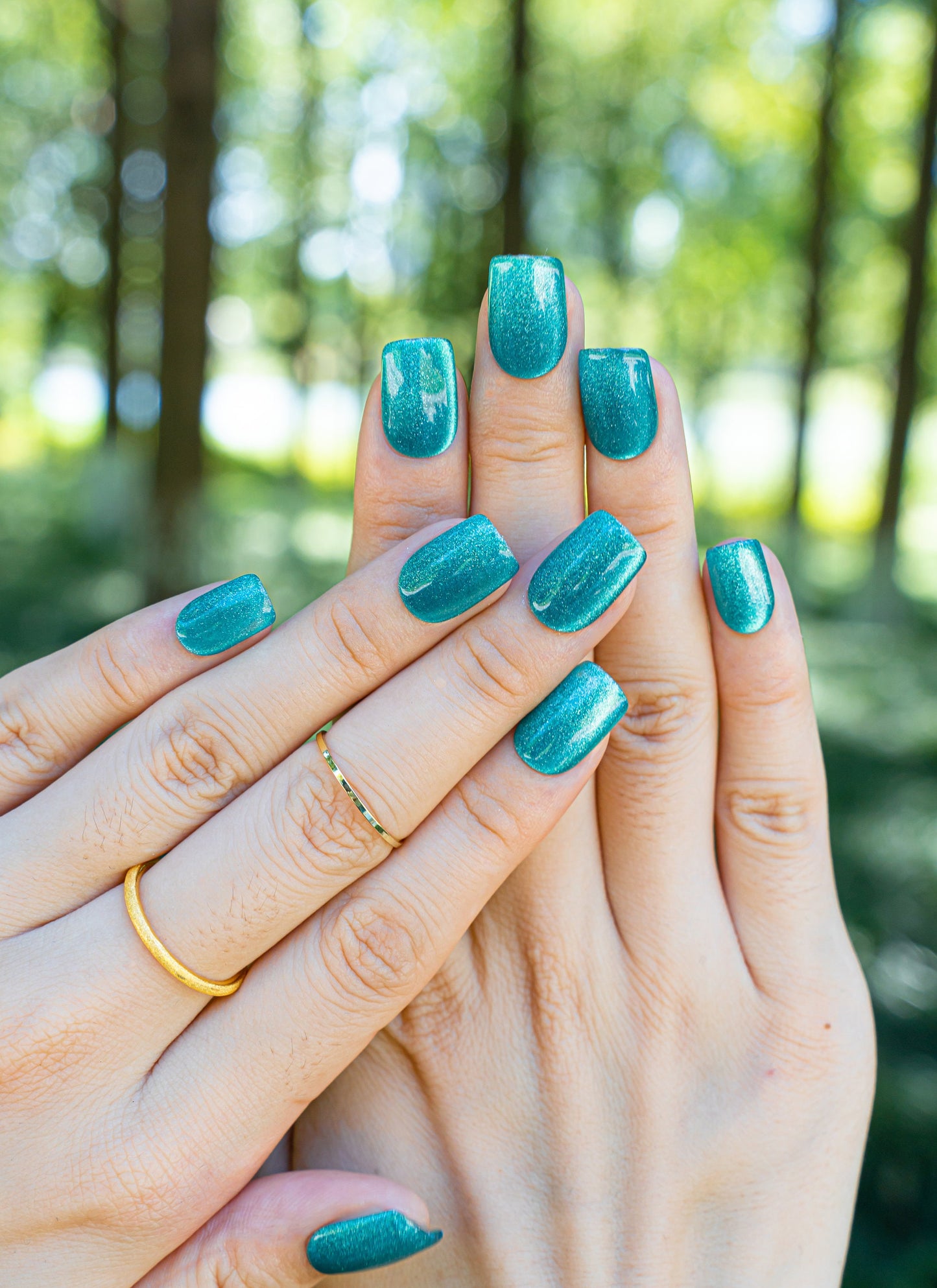Natural Nails|Classy Nails|Summer Nails|Mystic Teal Shimmer Cat Eye Nails|Ocean Nails|Sea Nails|Mermaid Nails|Glass Nails|Short Square Nails