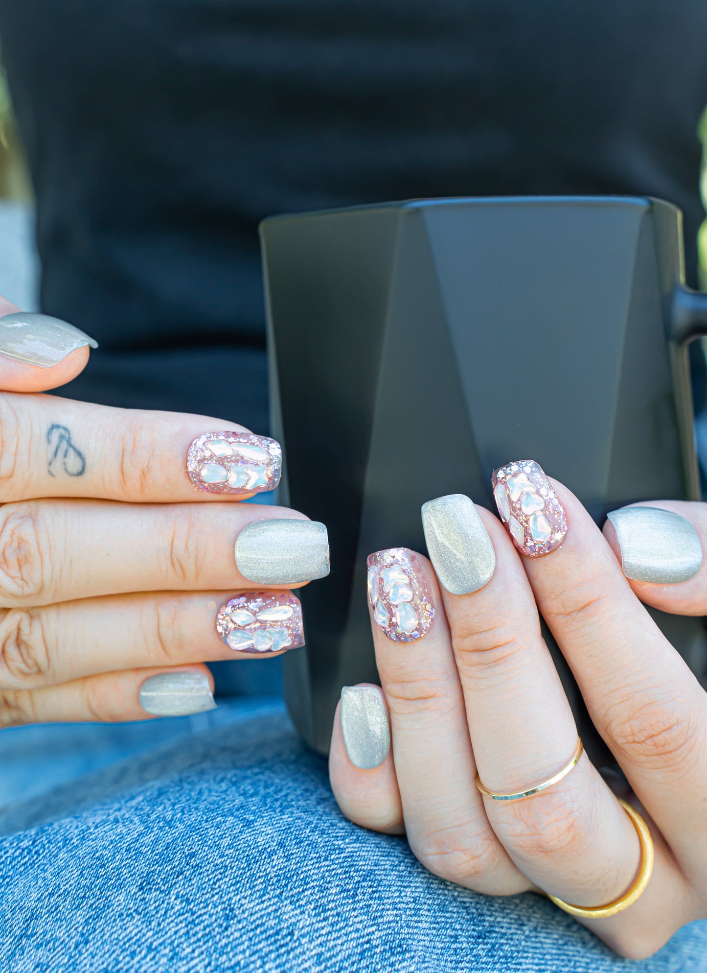 Elegant Nails|Fall Nails|3D Nails|Cat Eye Nails|Crystal Nails|Glass Nails|Beige Nails|Short Square Nails|Trendy Nails|False Nail