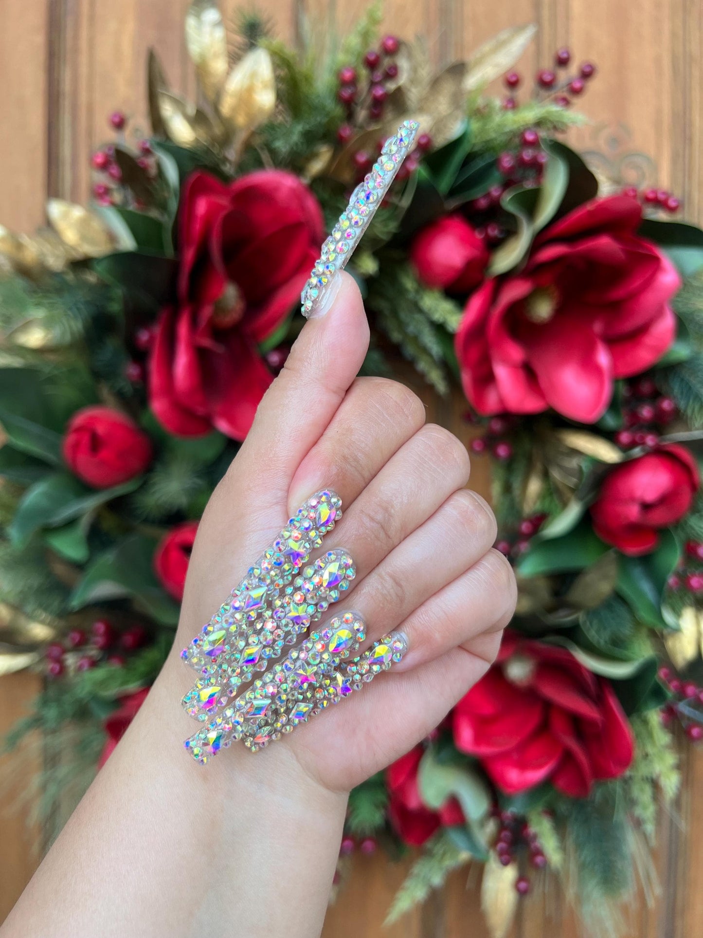Dazzling Gala Glitter Rhinestone Press on Nails|Cute Nail|Nail Designs|False Nails|Elegant Nails|Summer Nail|Crystal nails|Trendy Nails