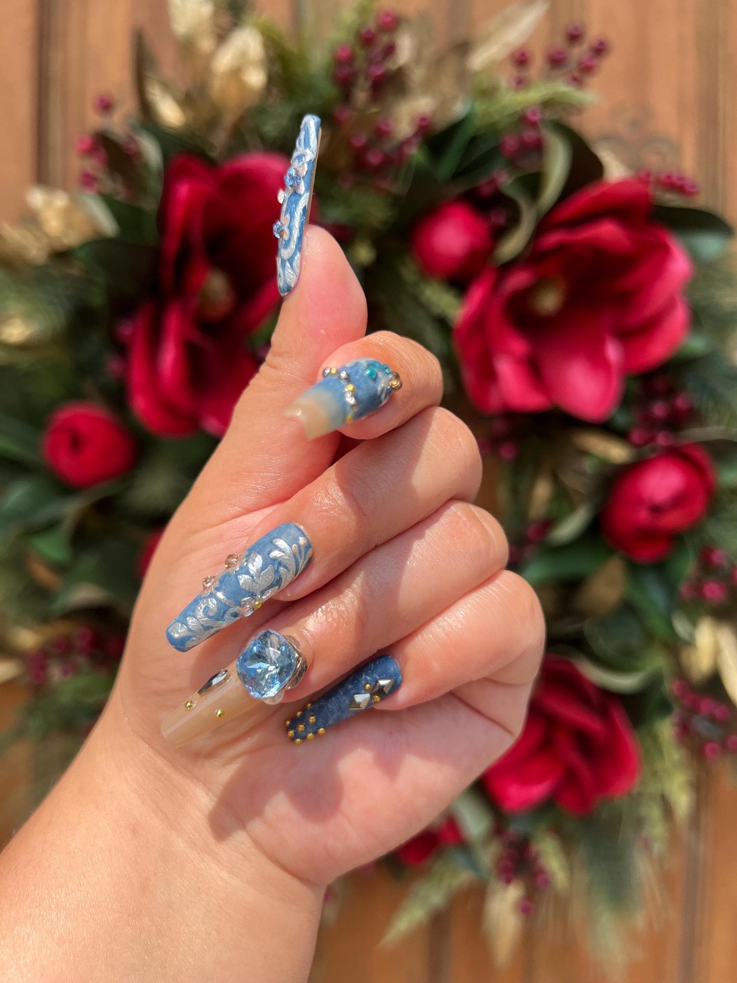 Cute Nails|Blue Ocean Nails|Mermaid Nails|Flower Nail|Nail Designs|False Nails|Elegant Nails|Classy Nails|Summer Nail|Nail Art|Trendy Nail