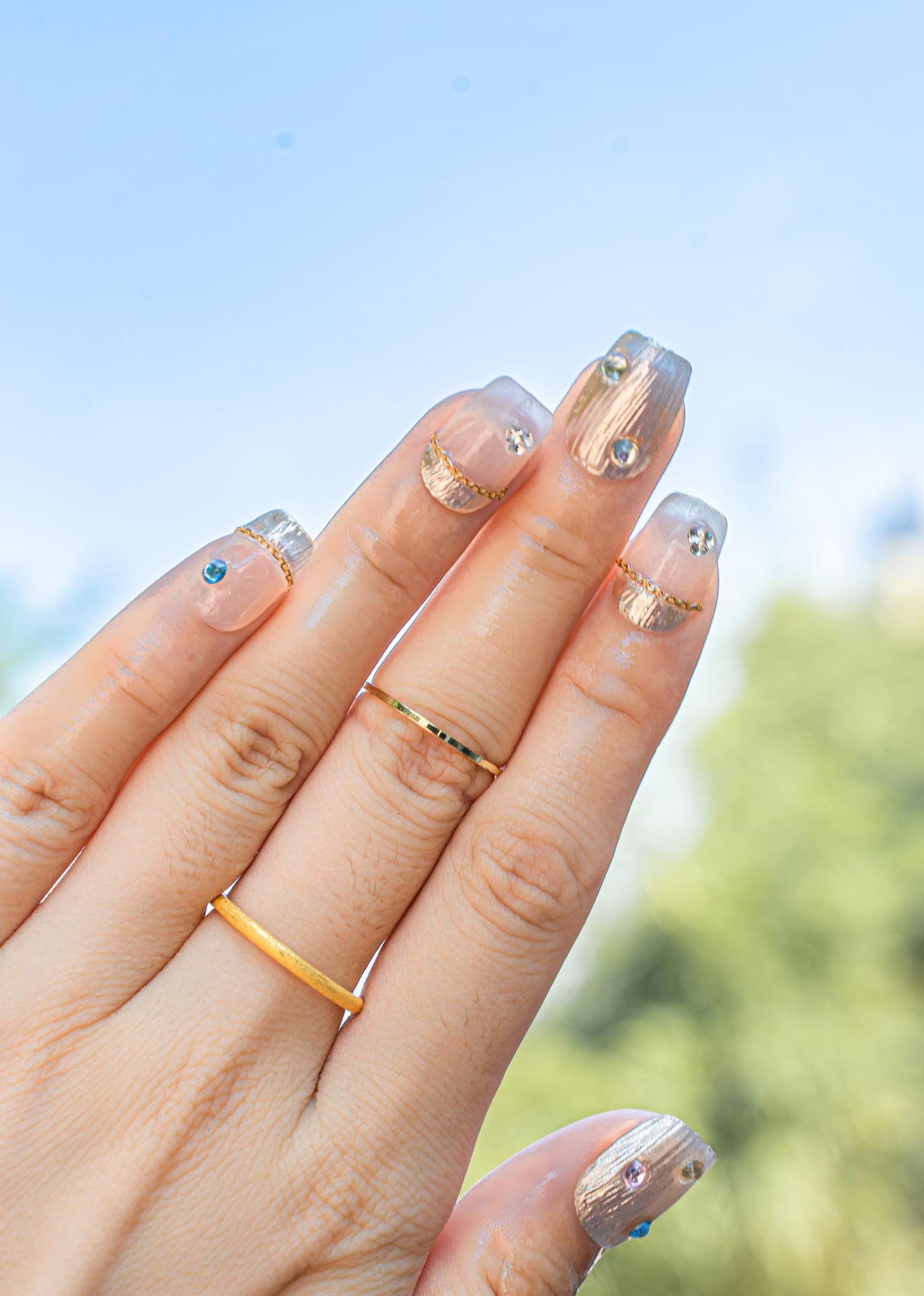 Elegant Nails|3D Nails|Gold Nails|Metallic Nails|Crystal Nails|Short Square Nails|Nails|Press On Nails|Gel Nails|Fake Nails|False Nails