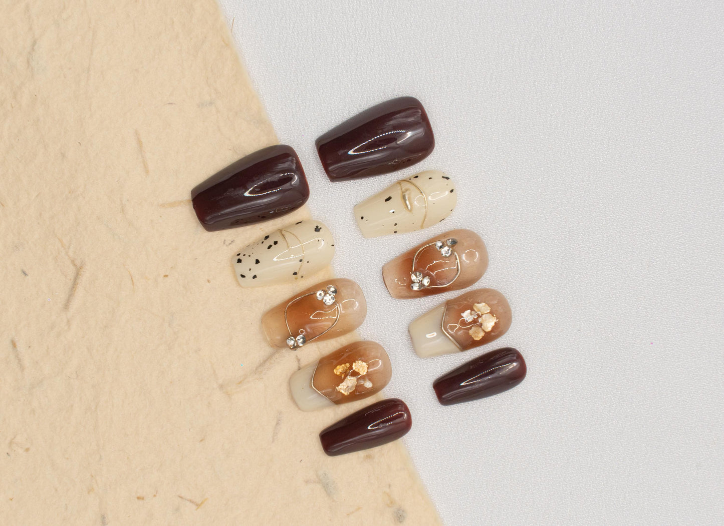 Elegance Nails|3D Nails|Fall Nails|Brown Nails|Marble Nails|Short Coffin Nail|Nails|Press On Nails|Gel Nails|Fake Nails|False Nails
