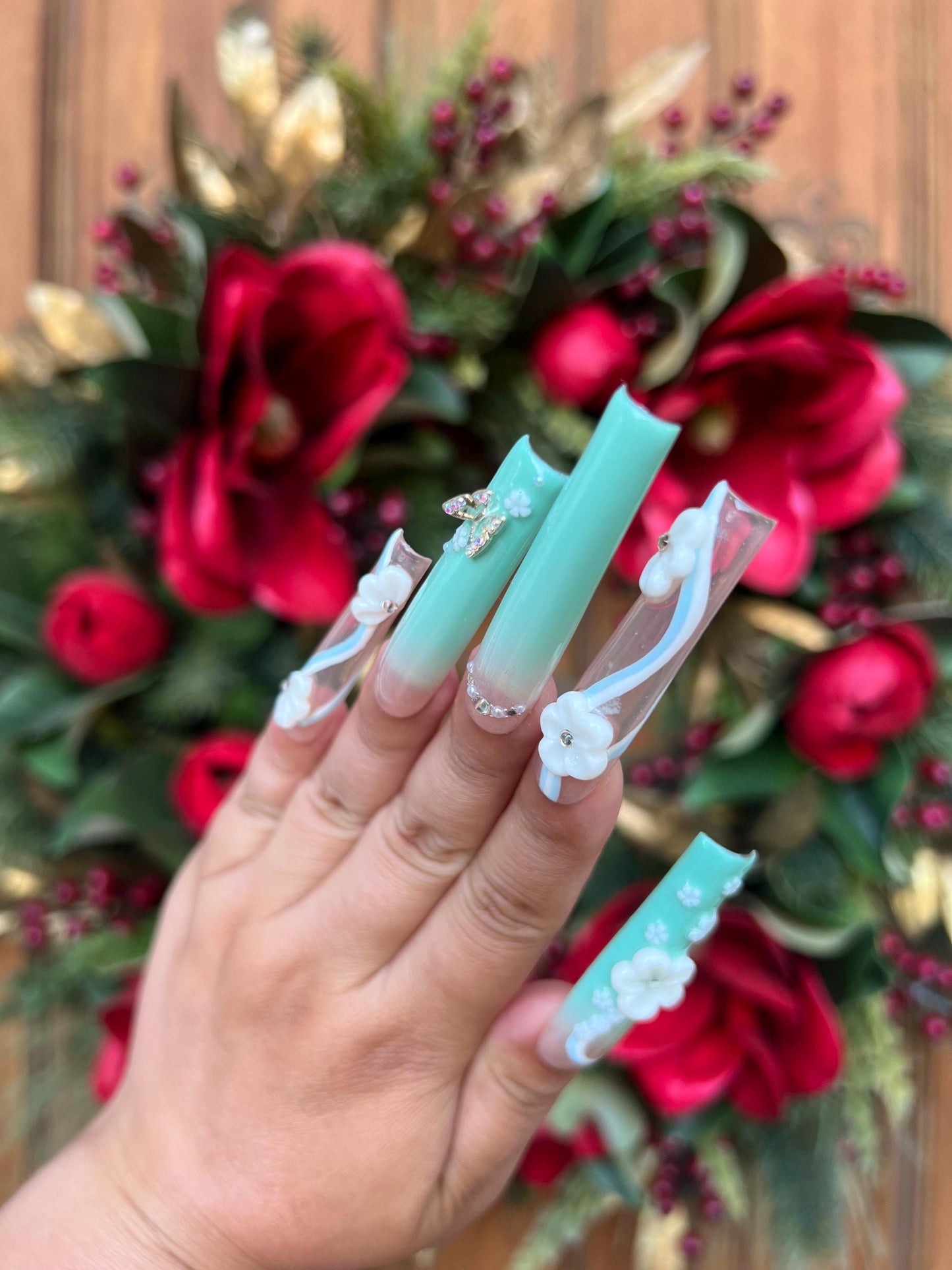Ombre Nails|Long Nails|Green Nails||Cute Nail|Nail Designs|False Nails|Elegant Nails|Summer Nail|Nail Art|Trendy Nails