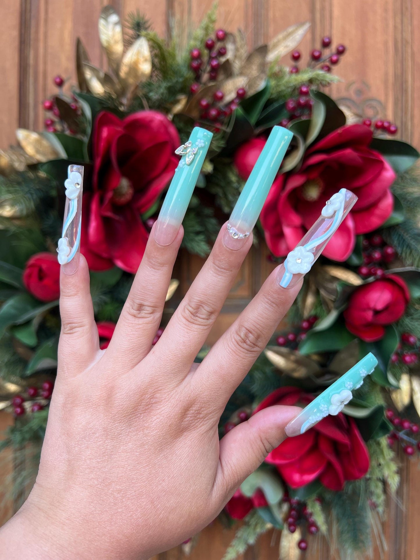 Ombre Nails|Long Nails|Green Nails||Cute Nail|Nail Designs|False Nails|Elegant Nails|Summer Nail|Nail Art|Trendy Nails
