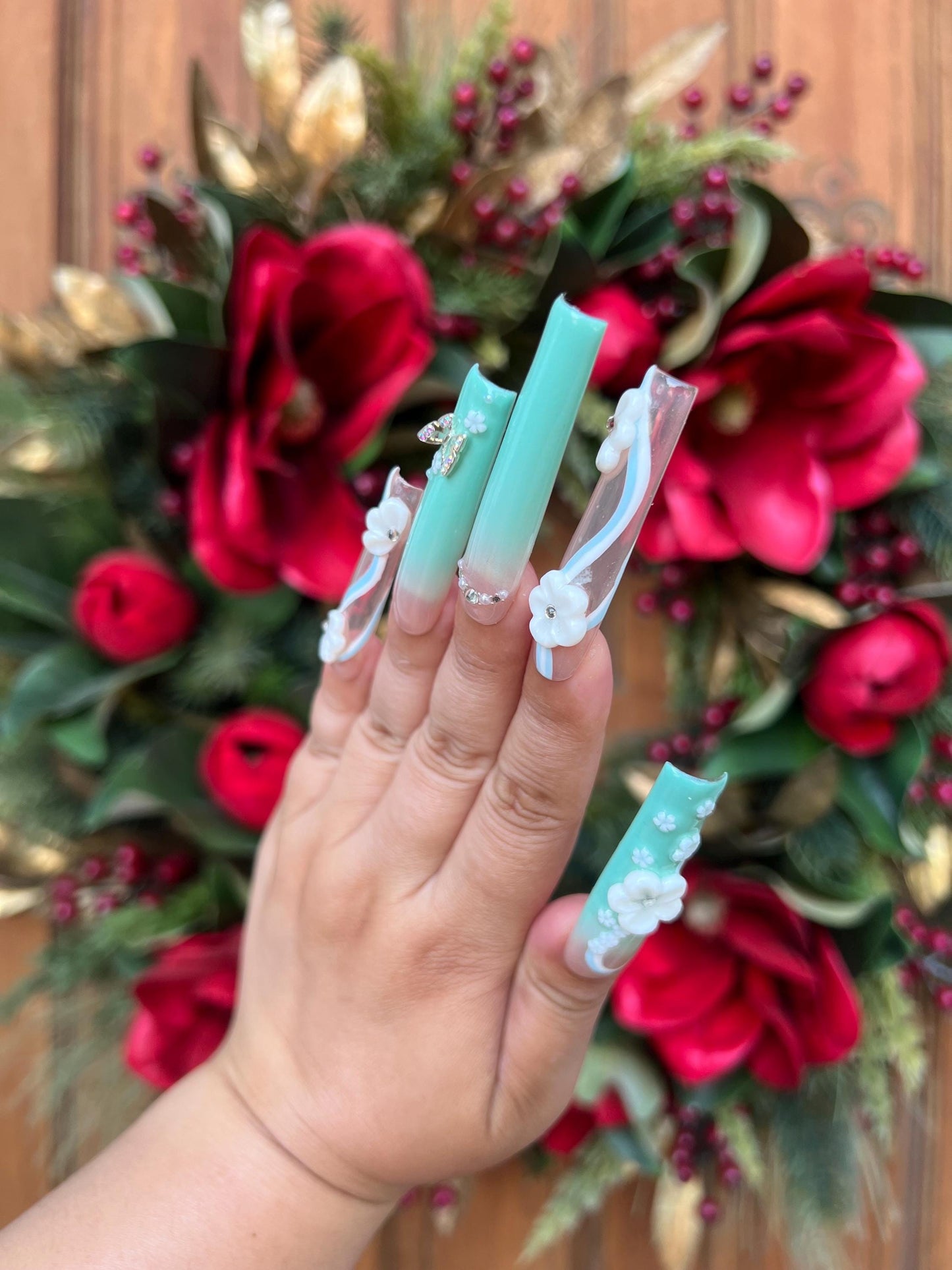 Ombre Nails|Long Nails|Green Nails||Cute Nail|Nail Designs|False Nails|Elegant Nails|Summer Nail|Nail Art|Trendy Nails
