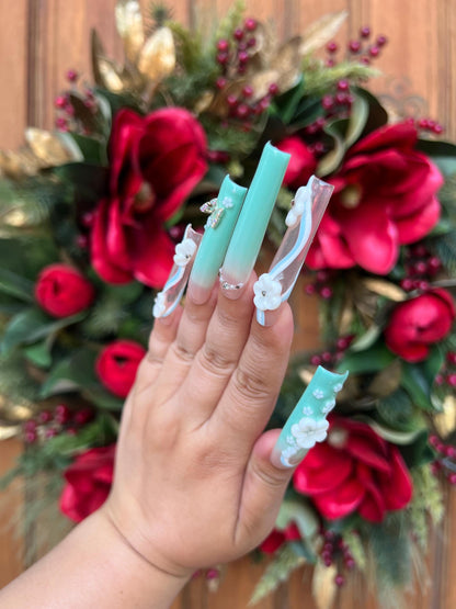 Ombre Nails|Long Nails|Green Nails||Cute Nail|Nail Designs|False Nails|Elegant Nails|Summer Nail|Nail Art|Trendy Nails