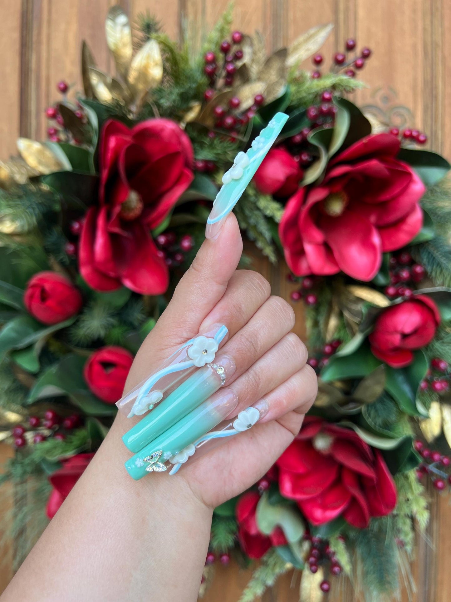 Ombre Nails|Long Nails|Green Nails||Cute Nail|Nail Designs|False Nails|Elegant Nails|Summer Nail|Nail Art|Trendy Nails